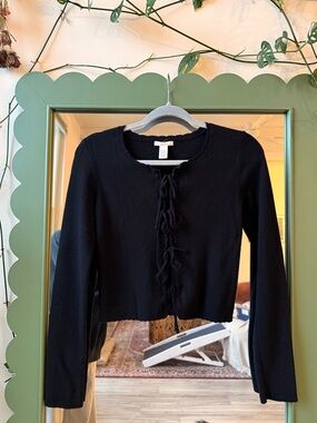 Full Tilt Black Tie-Front Blouse